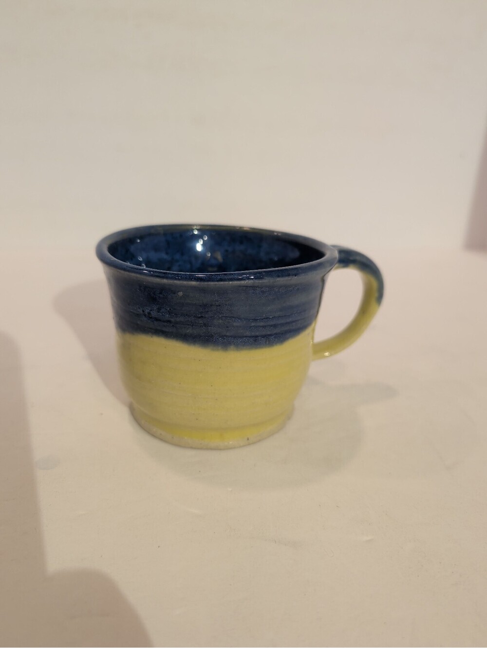 Handmade Coffee Mug blue and yellow glaze